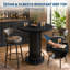 Table de bar ronde avec piètement ondulé en fer et repose-pieds, table haute de style bistro pour petits espaces, noire-1102593962