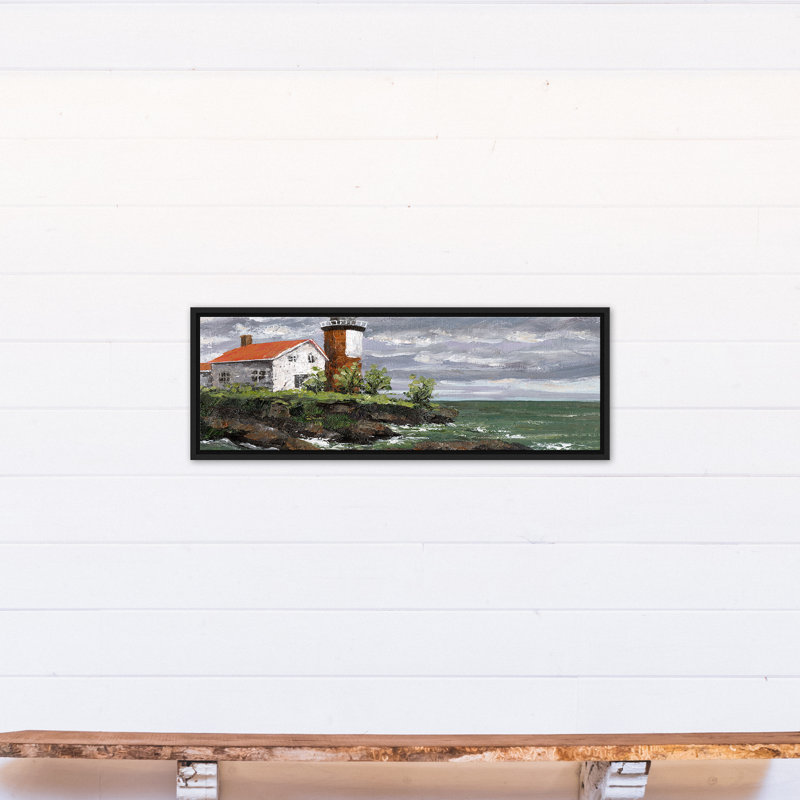 Toile encadrée flottante avec phare orageux, H 13,75 po x l 37,75 po