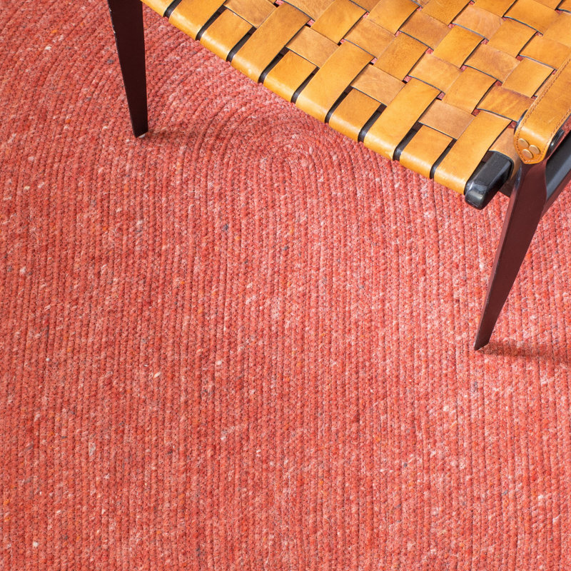 Nunley Hand Woven Wool/Cotton Rug in Red, Round 4'
