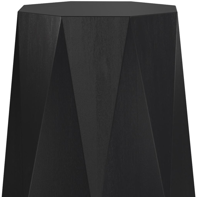 21" Black Solid Wood Octagonal Block End Table