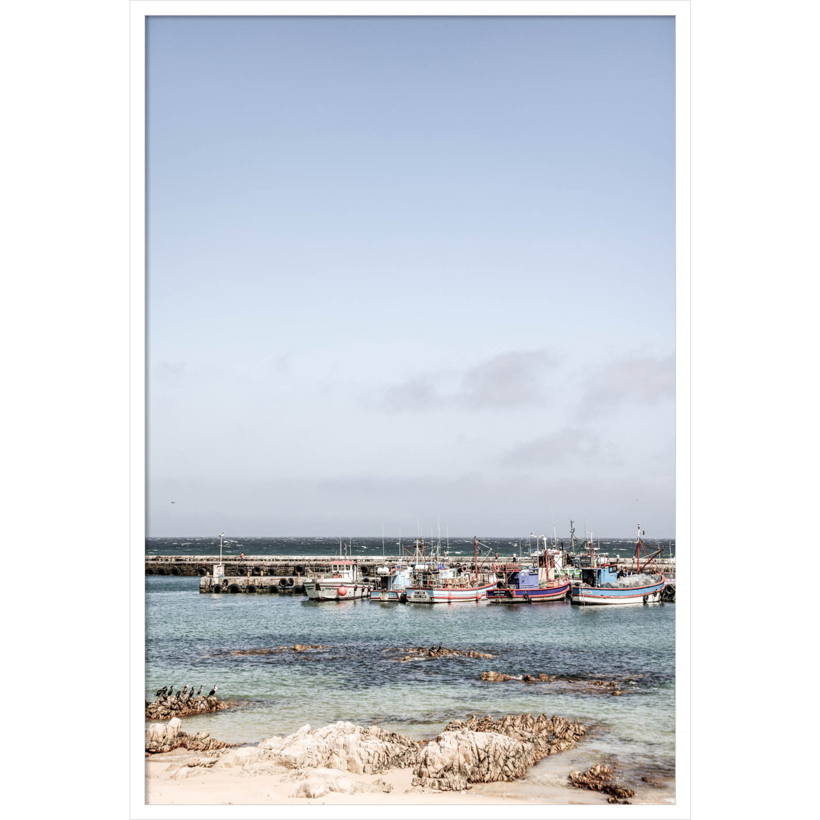 Kalk Bay Beach by Shot by Clint Wood Framed Wall Art Print, 41" H x 28" W, White