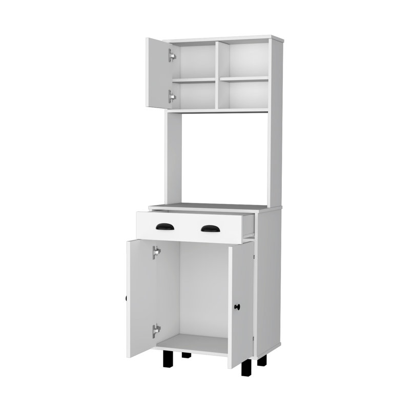 White Kitchen Pantry With 1 Drawer And Shelves For Organized Cooking Area 5 Neat Storage, White
