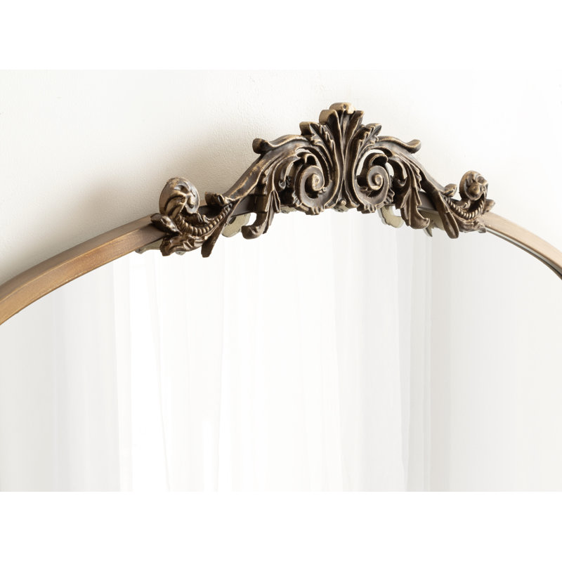 Stride Metal Arch Mirror with Shelves, Gold, 26" x 32.75"