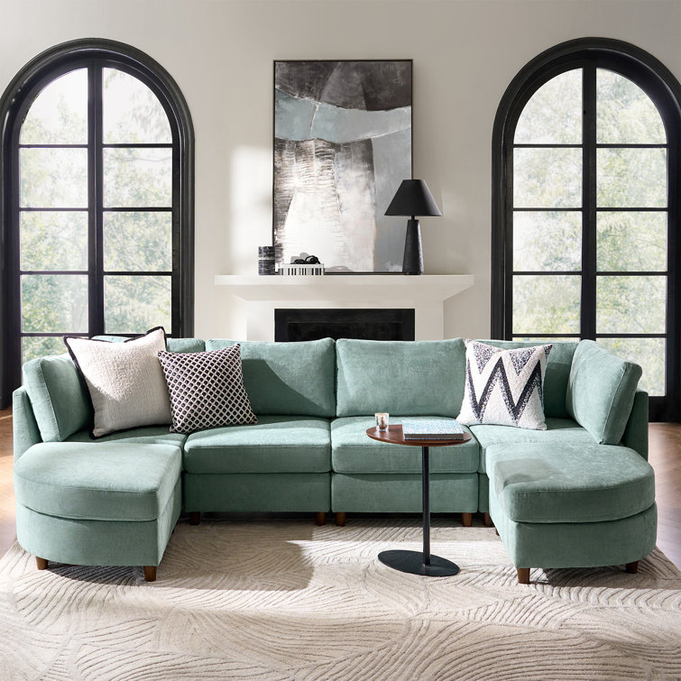Dayman 6-Piece Modern Storage Convertible Sectional Sofa with End Table