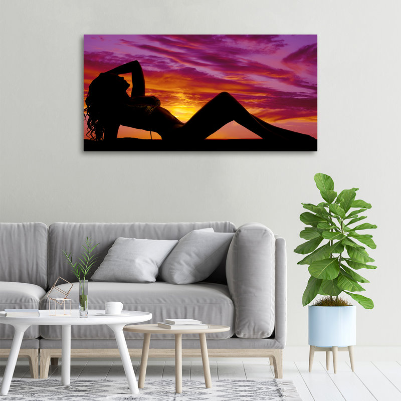 Silhouette Of A Woman - No Frame Print, 50cm H x 100cm W x 2cm D, Canvas