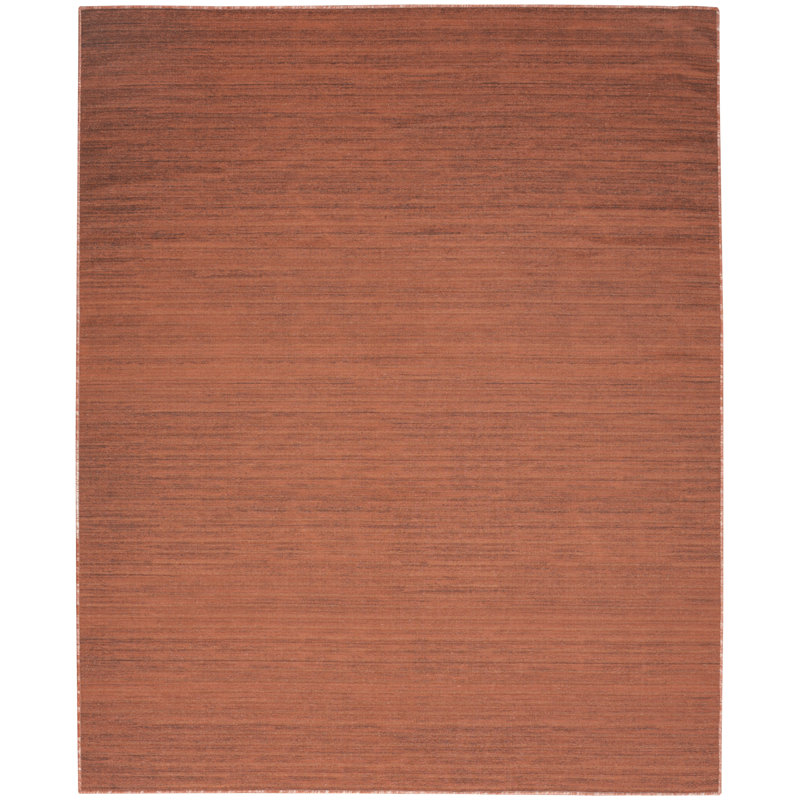 Tapis lavable à la machine en coton de couleur rouge brique Ivanas, Rectangle 8 pi x 10 pi
