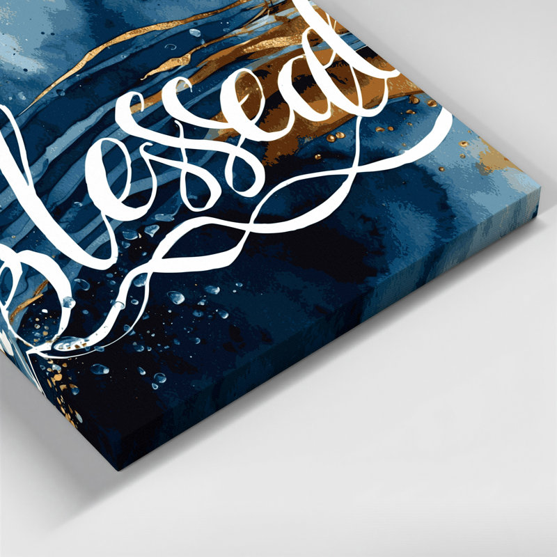«Thanksgiving Blessed Script Designs», art mural sur toile grise, H 20 po x l 24 po