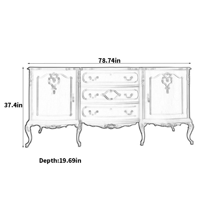 Large-Capacity Storage Retro Sideboard