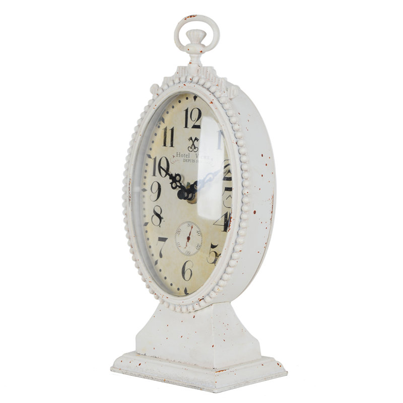 Analog Quartz Movement / Crystal Tabletop Clock, Antique White
