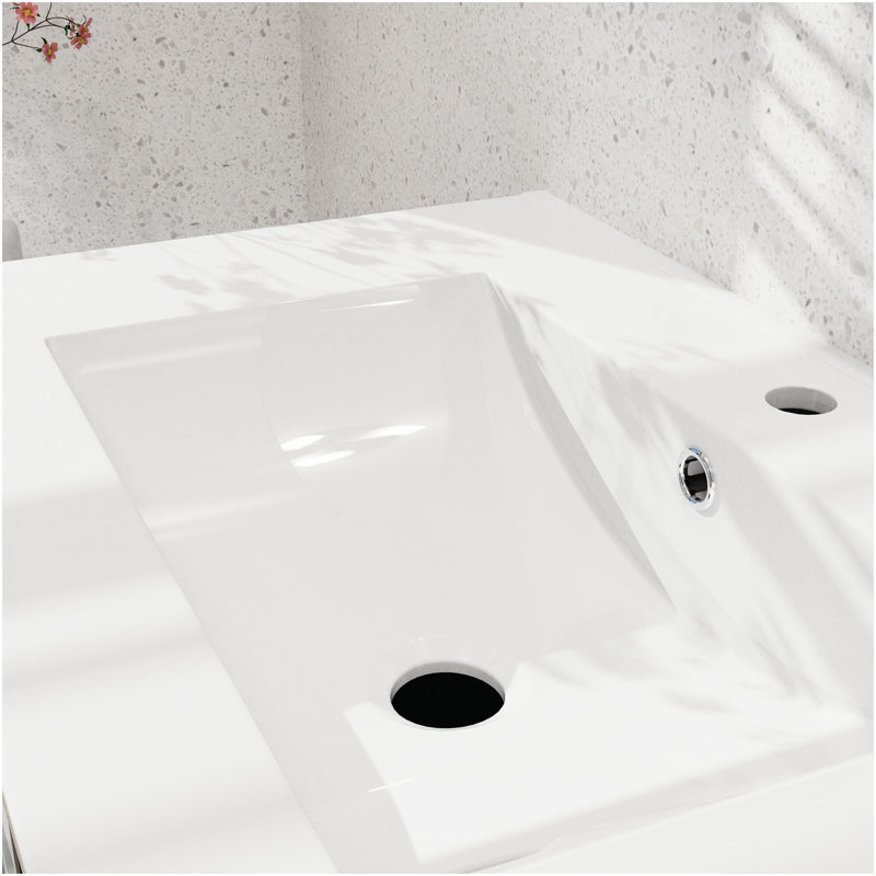 Lavabo encastré en céramique pour salle de bain Goodyo, 24 po, blanc