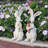 11" Easter Bunny Figurine Decor, Spring Rabbit Tabletop Statue, Farmhouse Easter Table Centerpiece