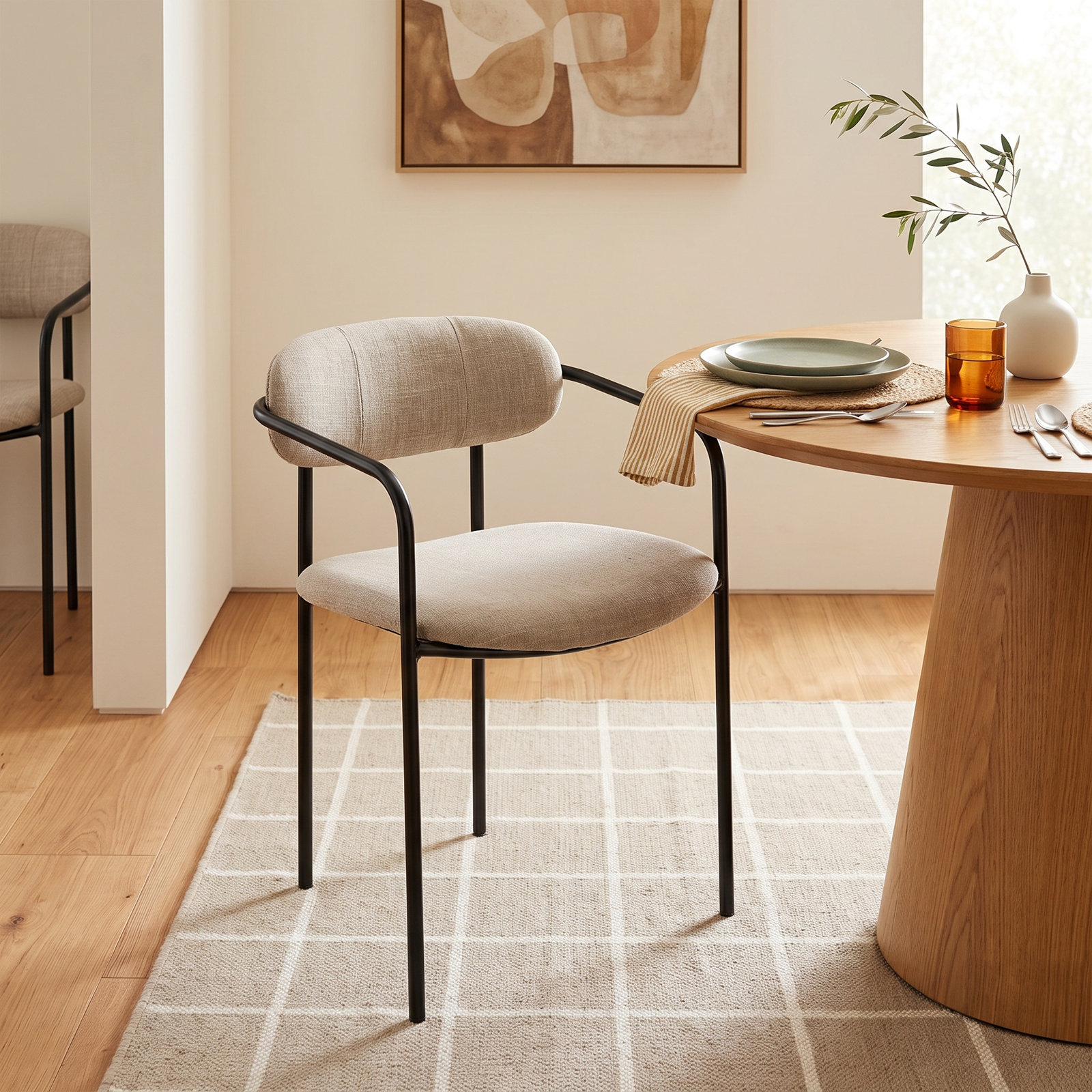 Belarus Dining Armchair, Beige, Gold