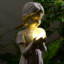 Girl Holding Bubble Lighted Garden Statue Solar Powered LEDs