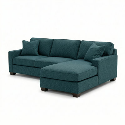Clifford Sectional – Made in USA, Custom Fabric Options, L-Shaped Sectional Wholesale Sectional Furniture - Hepburn Teal - Fabric
