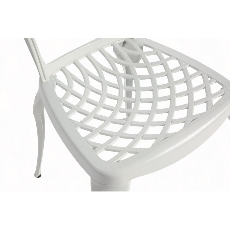 Bistro Set 3 Piece Rustproof Cast Aluminum Patio Furniture Sets 2 Chairs And 1 Round Table Outdoor, Garden, Patio, Balcony, White