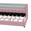 Lit de jour rembourré double TG avec rangement intégré, configuration en L avec bande DEL et ports USB, cadre de lit en tissu de lin-431025009-431025020