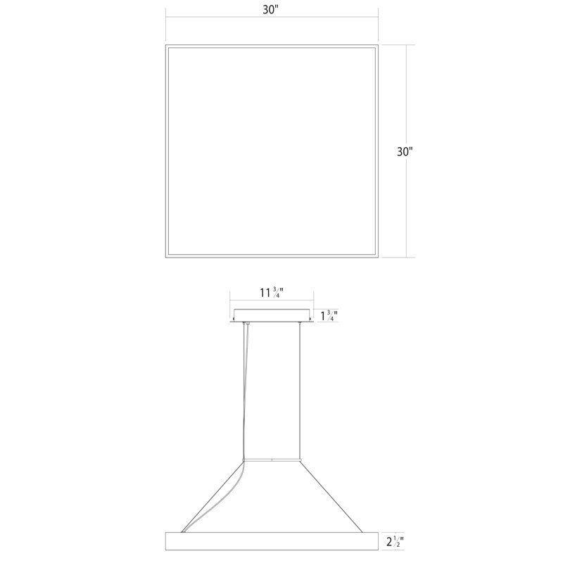 Pi Dimmable LED Square / Rectangle Chandelier, 3000K