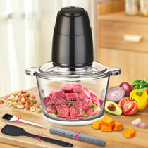 2-Speed 300W Mini Food Processor with 2.5 Cup Glass Bowl - Electric Chopper  for Meat, Vegetables, Fruits, Nuts, and Puree with Sharp Blades - Small  Kitchen Appliance