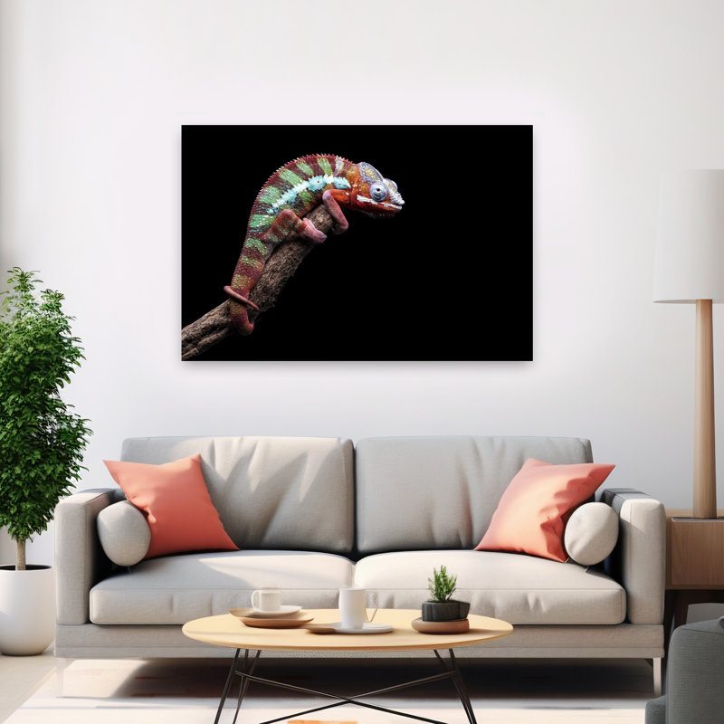 Vibrant Panther Chameleon Colorful Vibrant Animal Nature Wall Art Print 1 Piece Wrapped Canvas Wall Art