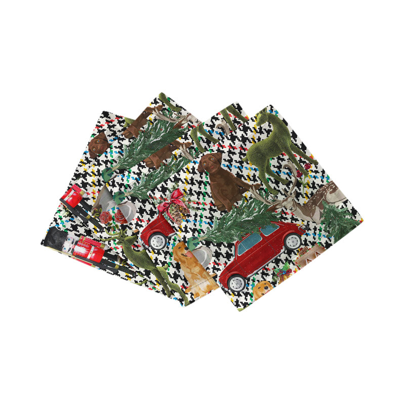 Ultimate Christmas Cotton Sateen Cocktail Napkins, Multi Plaid