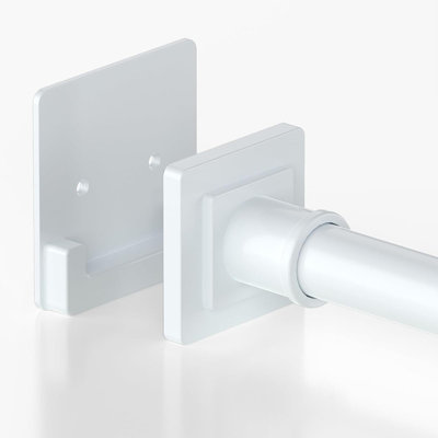 Tringle de douche réglable de 31 à 55 po - Fixation par tension sans perceuse - Tringle à rideaux robuste antirouille et antidérapante (blanc)