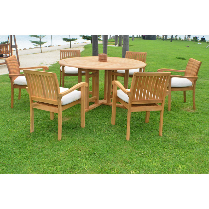 Perine Outdoor 5 - Piece Teak Dining Set, 6