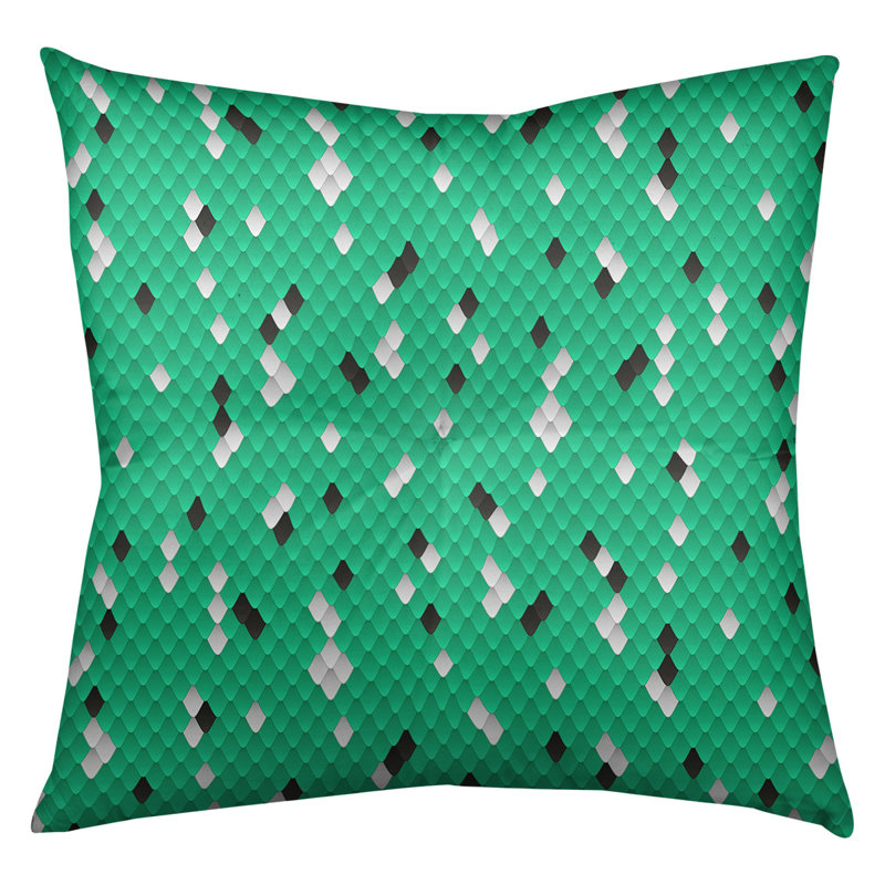 Coussin de plancher à échelle serpent, 26 po x 26 po, Vert / Noir
