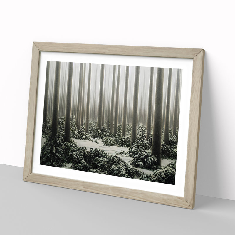 Adorable Winter Forest - Single Picture Frame Painting, Oak Framed, 25cm H x 34cm W x 2cm D