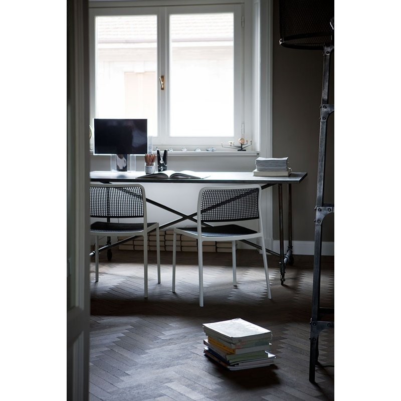 Audrey Armchair, Black, White Painted Steel