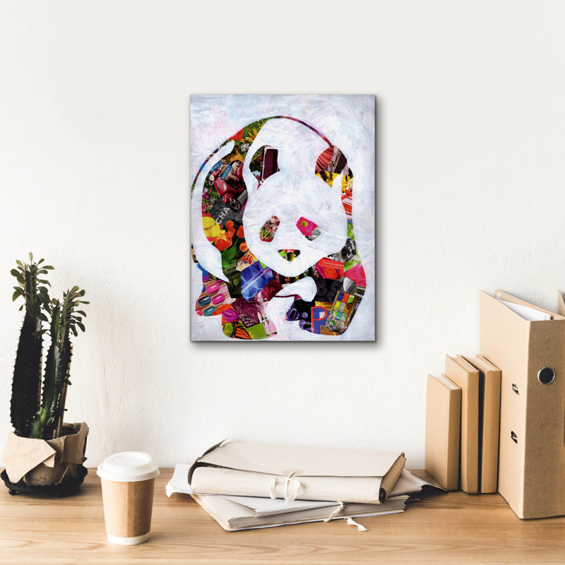 «Panda» par Artpoptart, art mural sur toile, H 16 po x l 12 po x P 0,75 po