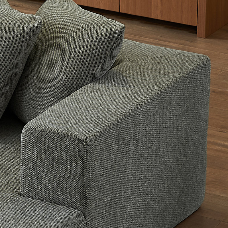 Boneless Chenille Modular Compressed L Shaped Sofa, Gray Fabric, Right Hand Facing