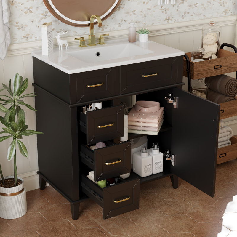 30-Inch Bathroom Vanity, Black
