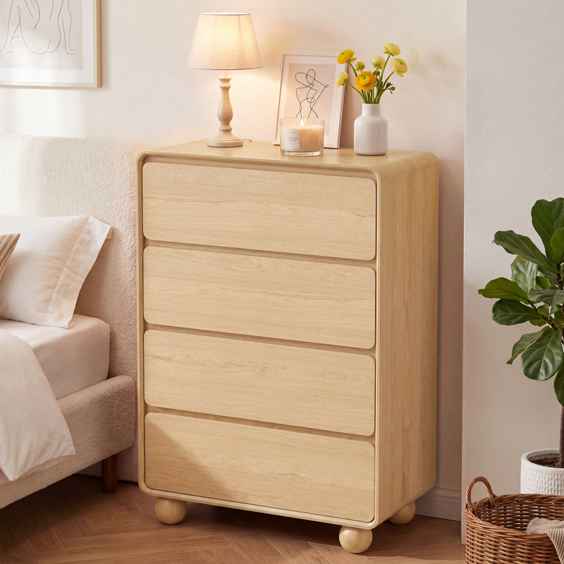 Commode de rangement 4 tiroirs minimaliste, Natural