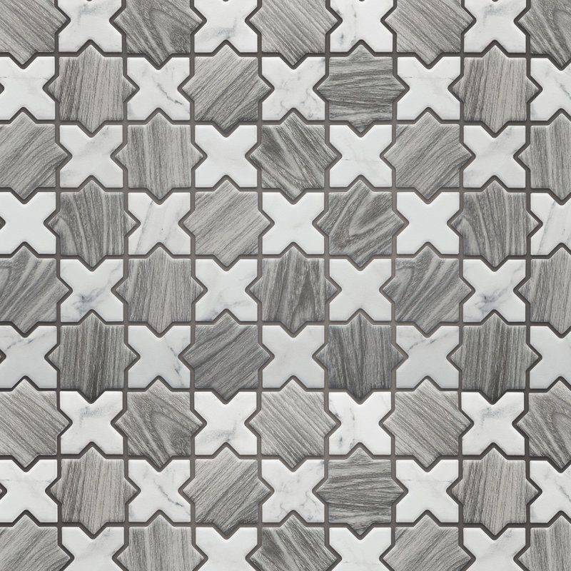 Llama 2" Star 11-7/8 In. X 11-7/8 In. Porcelain Mosaic Tile