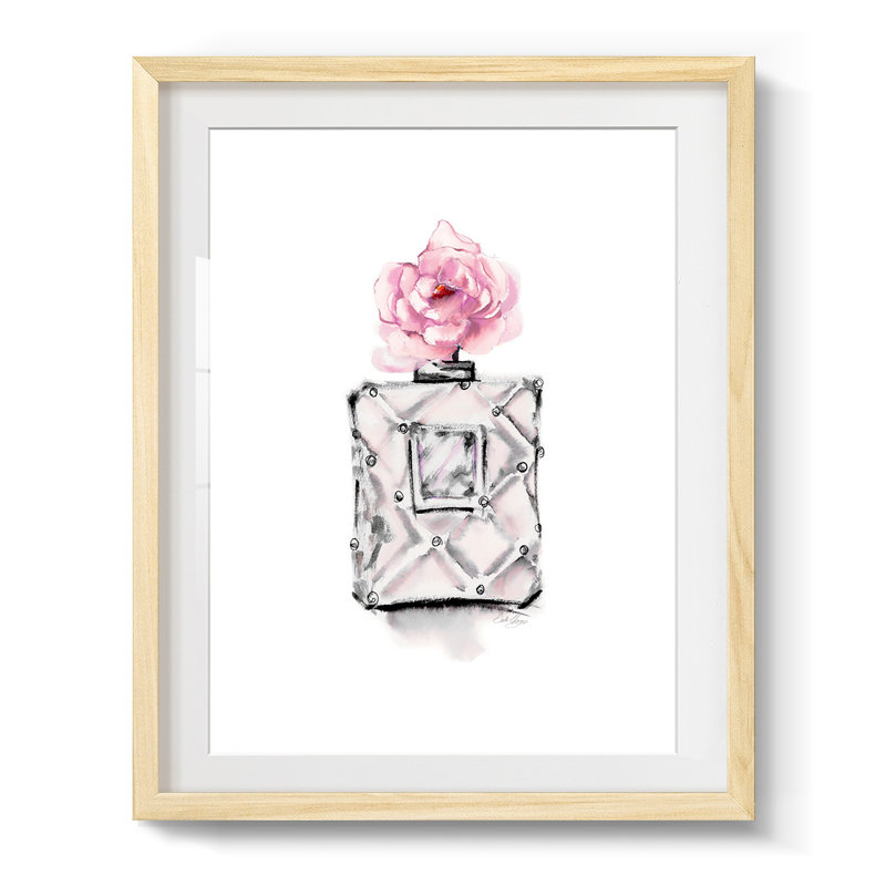 Bouteille de parfum - Impression encadrée, Naturel, H 28,5 po x l 20,5 po