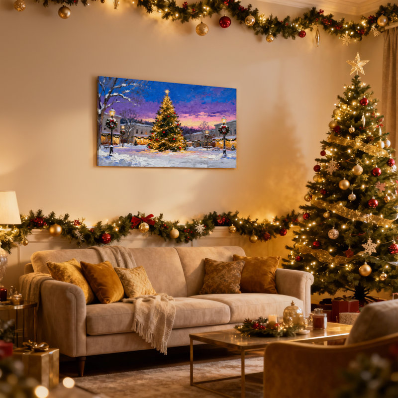 Arbre de Noël de Noël, ensemble de 3 impressions sur toile, H 16 po x l 24 po