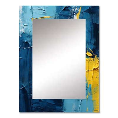 Bliss Of Happiness In Yellow And Blue II - Abstract Collages Unique Mirror, Modern Large Wall Mirror, Printed Metal Art