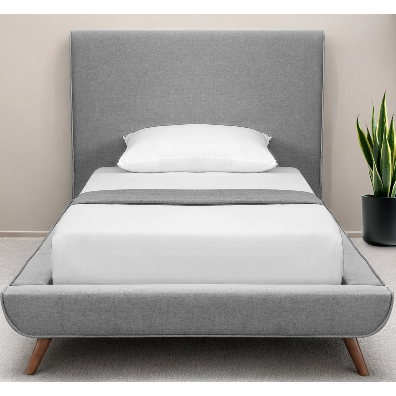 Clodean Linen Upholstered Platform Bed, Gray, Queen
