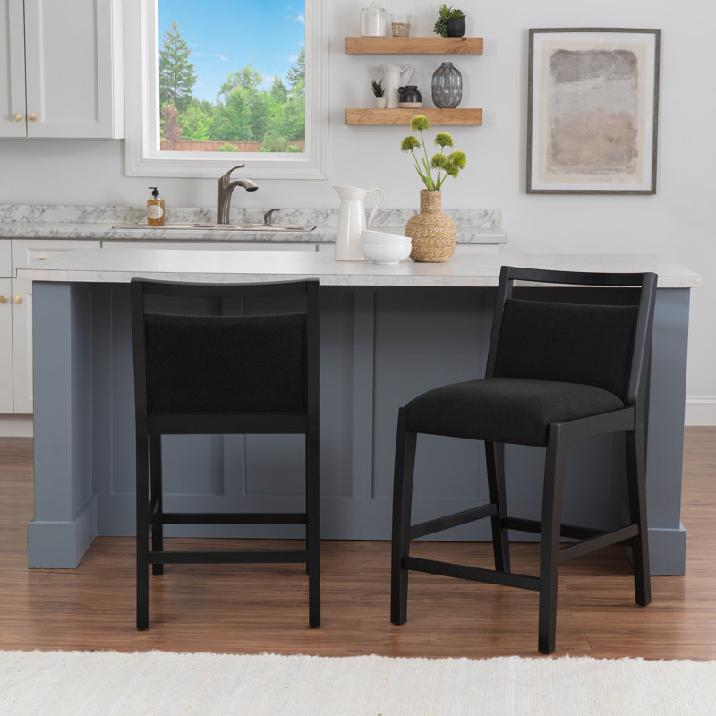 Skylar Upholstered Black Counter Stool, Black