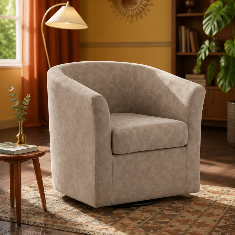 Fauteuil demi-tonneau Wilmore, Apricot Faux Leather