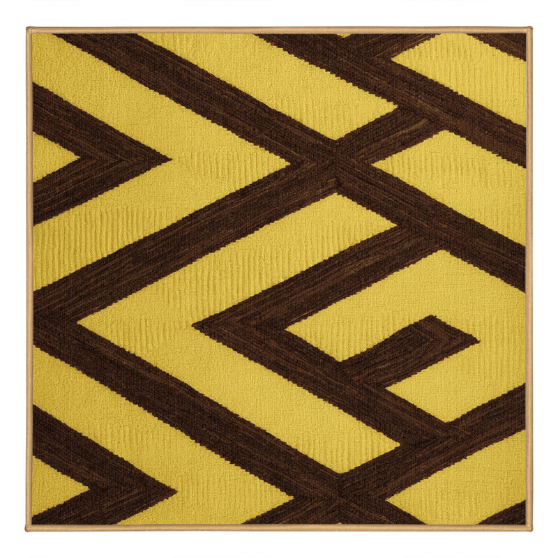 Machine Washable Checkered Brown Area Rug, Square 5'