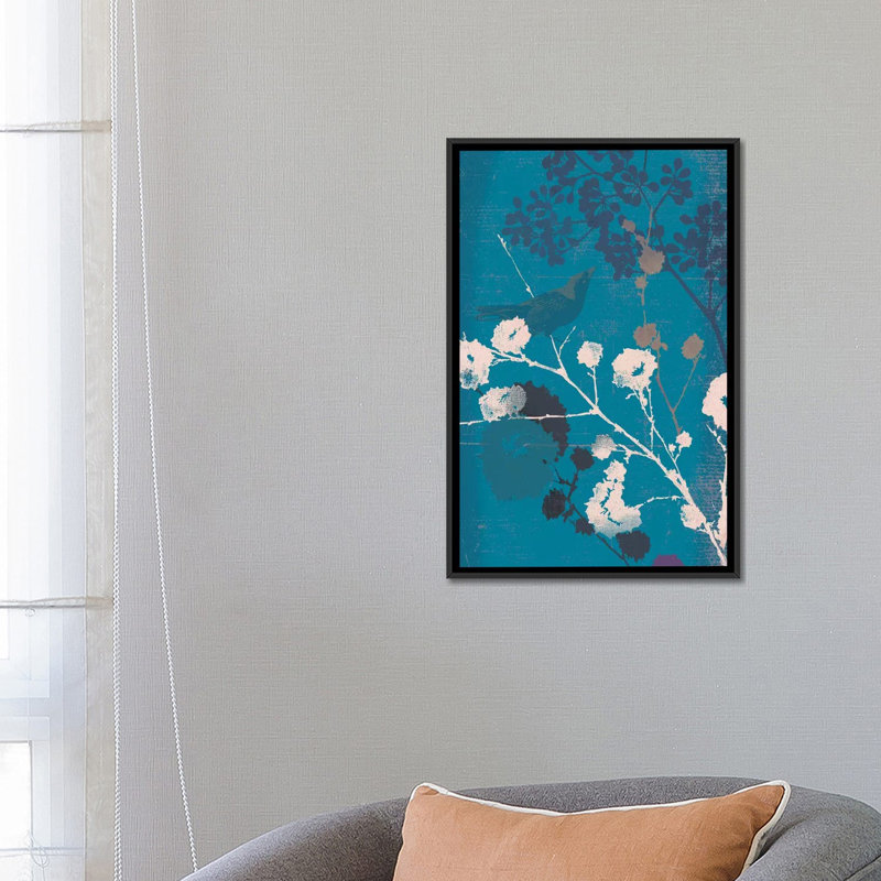 « oiseau i », impression sur toile, H 26 po x l 18 po x P 1,5 po, Toile avec cadre noir, Pas de tapis