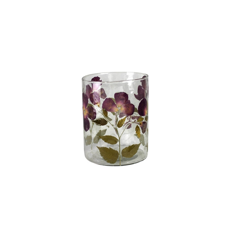 Enamel Hurricane, Roses - Med, 5" H x 4" W x 4" D