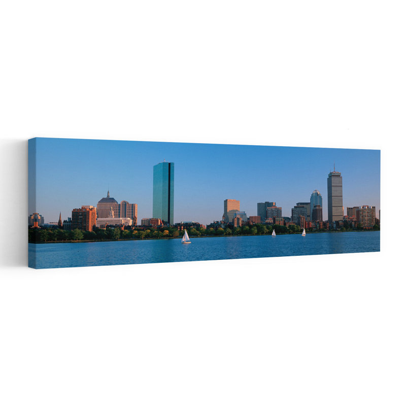 Buildings At The Waterfront Back Bay Boston Massachusetts USA by Miles Ertman - Wrapped Canvas Panoramic Print