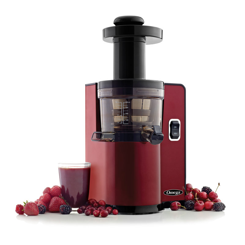 Omega Cold Press Masticating Vertical Low-Speed Juicer, Red