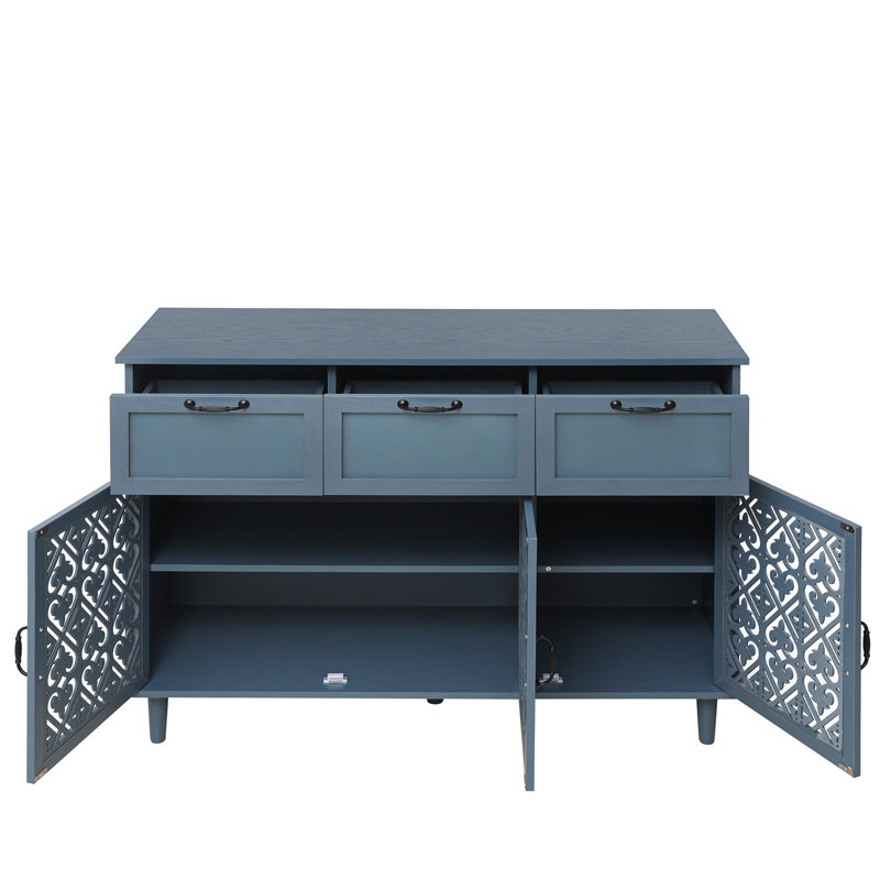3 Door 3 Drawer Cabinet, American Furniture, Suitable for Bedroom, Living Room, Study, Blue