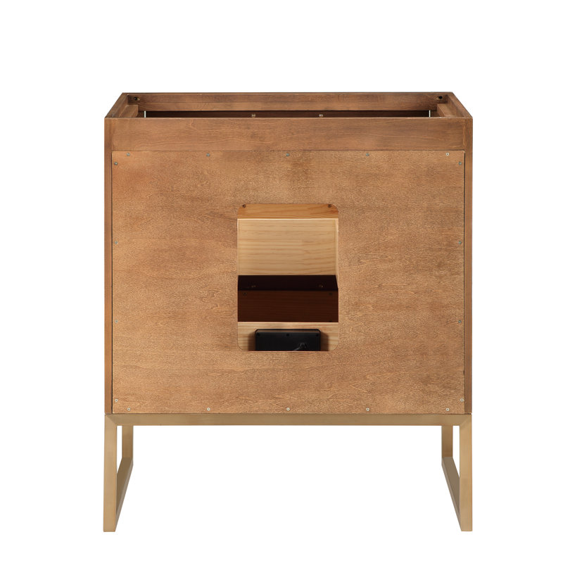 Markham 30'' W Single Vanity, White Quartz, Walnut, Satin Brass