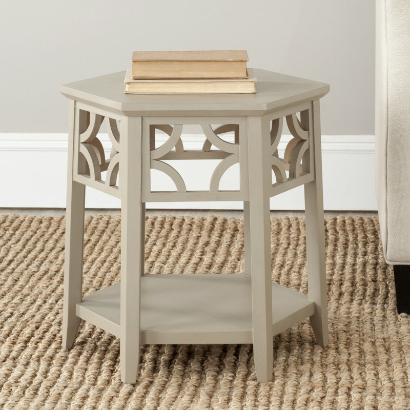 Shirlee Solid Wood End Table, Pearl Taupe