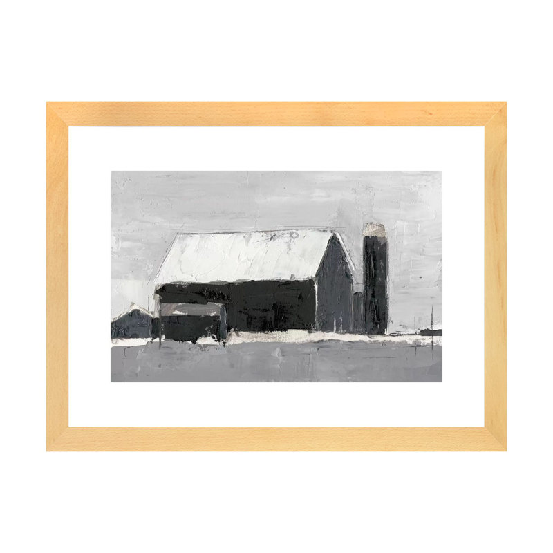 Reproduction d’art, "Dynamic Barn I" par Ethan Harper, Toile avec cadre en bois beige, H 24 po x l 32 po x P 1 po, Blanc