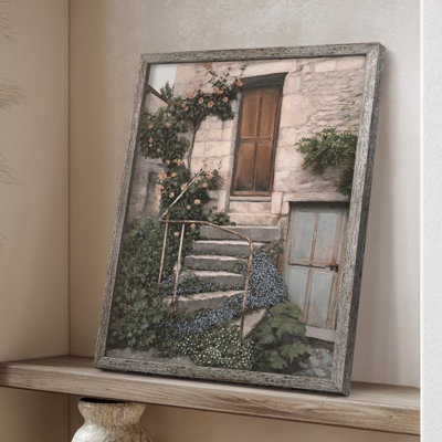 Porte Bleue, reproduction encadrée - bois massif